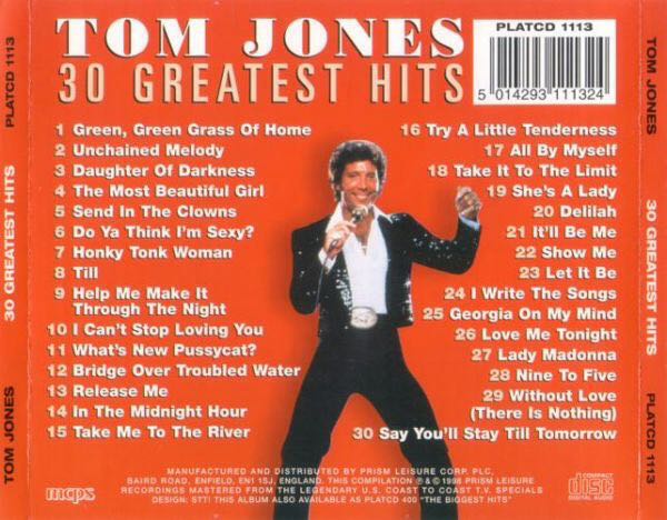 30 Greatest Hits Live In Concert - Tom Jones (CD) music collectible [Barcode 5014293111324] - Main Image 2
