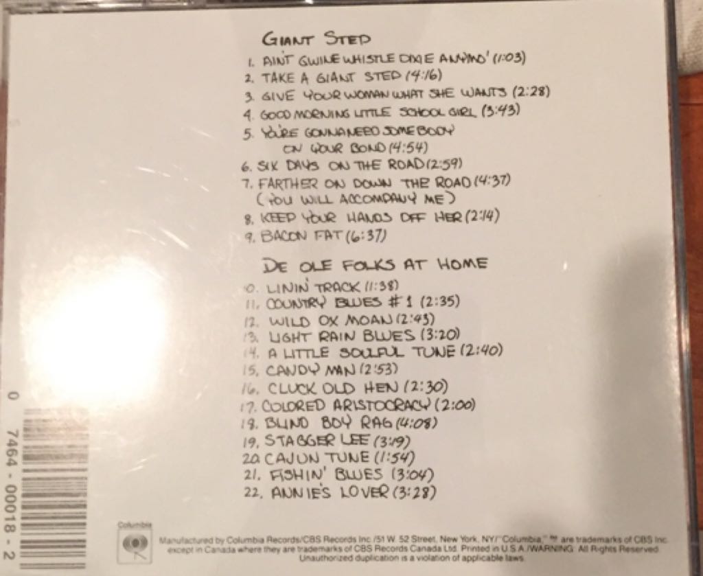 De Ole Folks At Home - Mahal, Taj (CD) music collectible [Barcode 074640001826] - Main Image 2