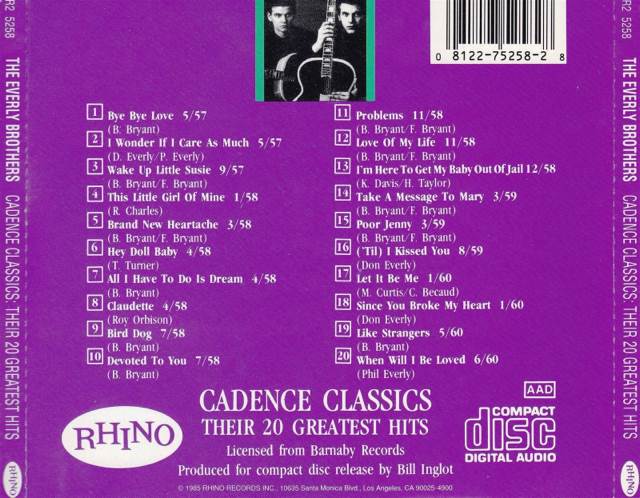Everly Brothers Cadence Classic - Everly Brothers (CD) music collectible - Main Image 2