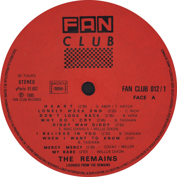 The Remains - Remains, The (12”) music collectible - Main Image 3