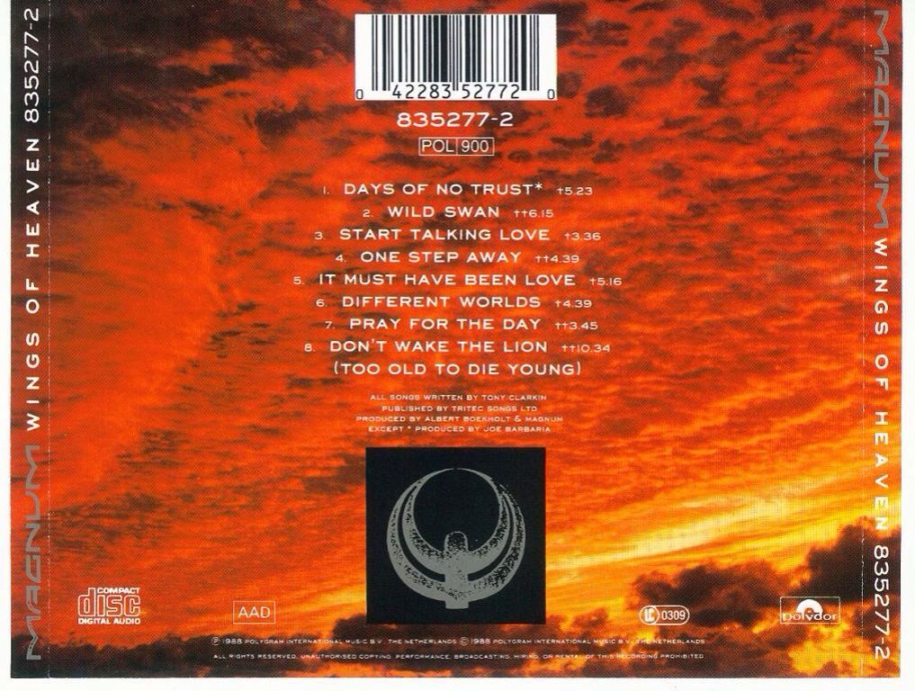 Wings Of Heaven - Magnum (CD-R - 44:07) music collectible [Barcode 042283527720] - Main Image 2