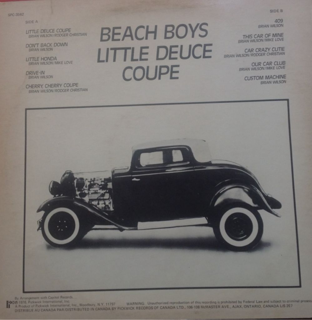 Beach Boys Little Deuce Coupe - Beach Boys (12”) music collectible - Main Image 2