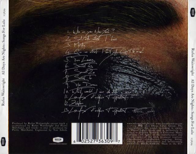 All Days Are Nights - Rufus Wainwright music collectible - Main Image 2