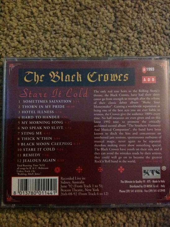 Stare It Cold - Black Crowes (CD) music collectible - Main Image 2
