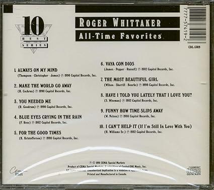 Roger Whittaker All Time Favorites - Roger Whittaker (CD) music collectible [Barcode 011301503428] - Main Image 3