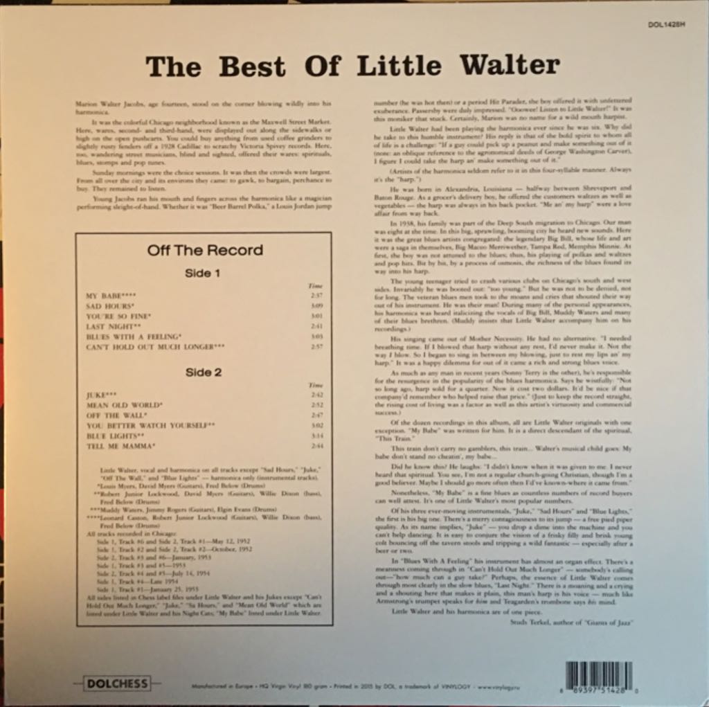 Best Of Little Walter - Little Walter (12”) music collectible [Barcode 889397514280] - Main Image 2