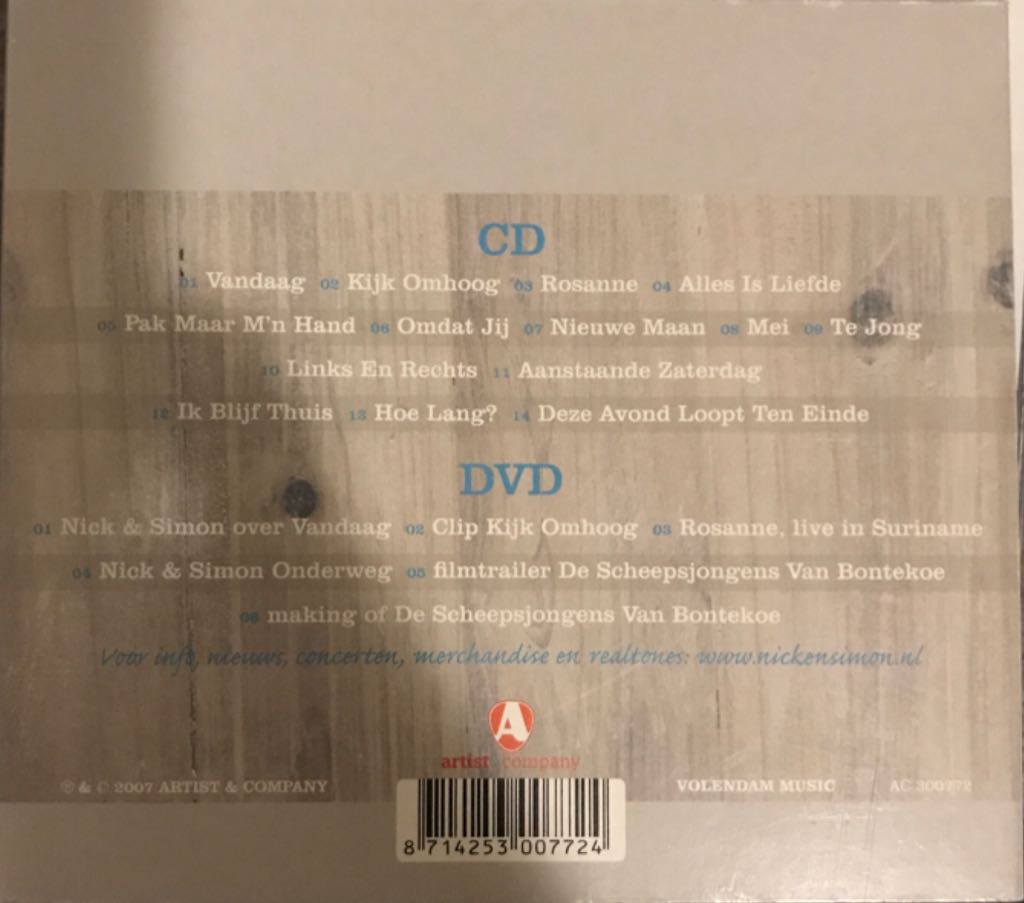Vandaag - Nick & Simon (CD) music collectible - Main Image 2