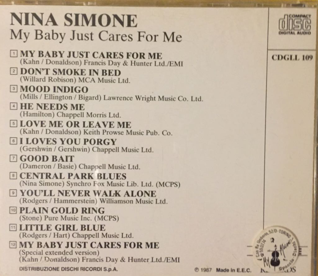 My Baby Just Cares For Me - Simone, Nina (CD) music collectible [Barcode 082333039223] - Main Image 2
