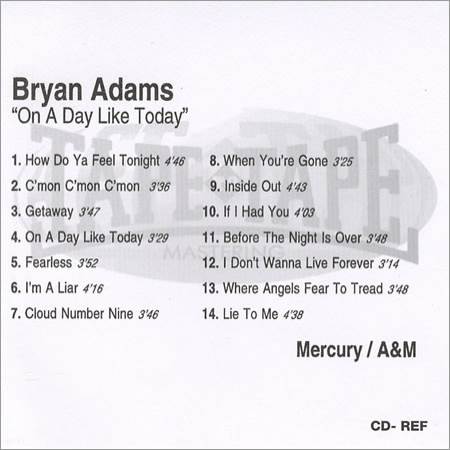 On A Day Like Today - Bryan Adams (CD) music collectible [Barcode 731454101424] - Main Image 2