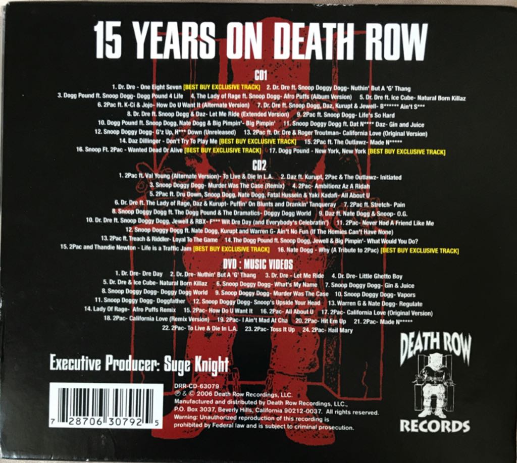 15 Years On Death Row - Various (CD) music collectible [Barcode 728706307925] - Main Image 2