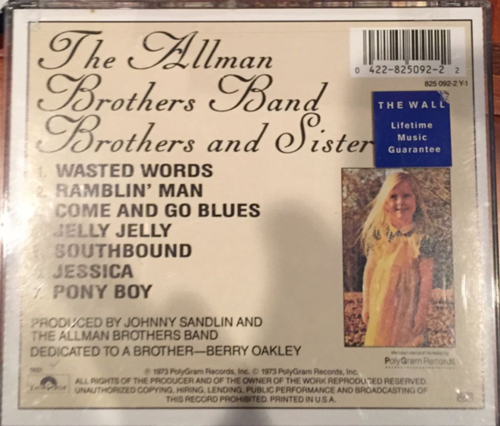 Brothers And Sisters - Allman Brothers Band (CD - 39) music collectible [Barcode 042282509222] - Main Image 2