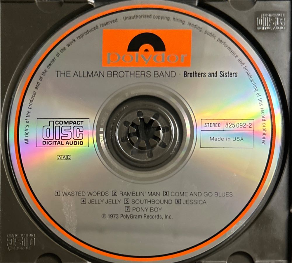 Brothers And Sisters - Allman Brothers (CD - 39) music collectible [Barcode 042282509222] - Main Image 4