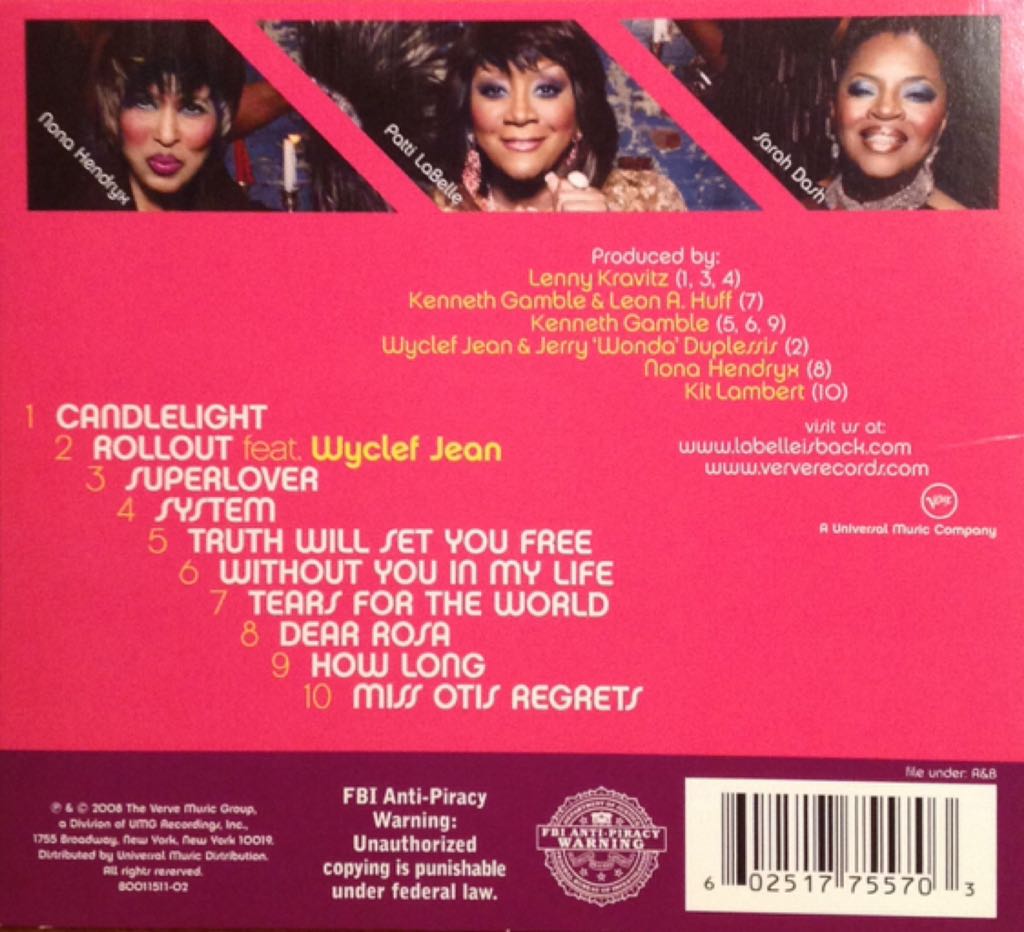 Back To Now - Labelle (CD) music collectible [Barcode 602517755703] - Main Image 2