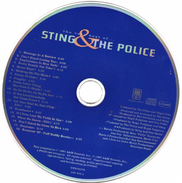 Very Best of Sting & the Police, The - Police, The (CD - 75) music collectible [Barcode 731454042826] - Main Image 4