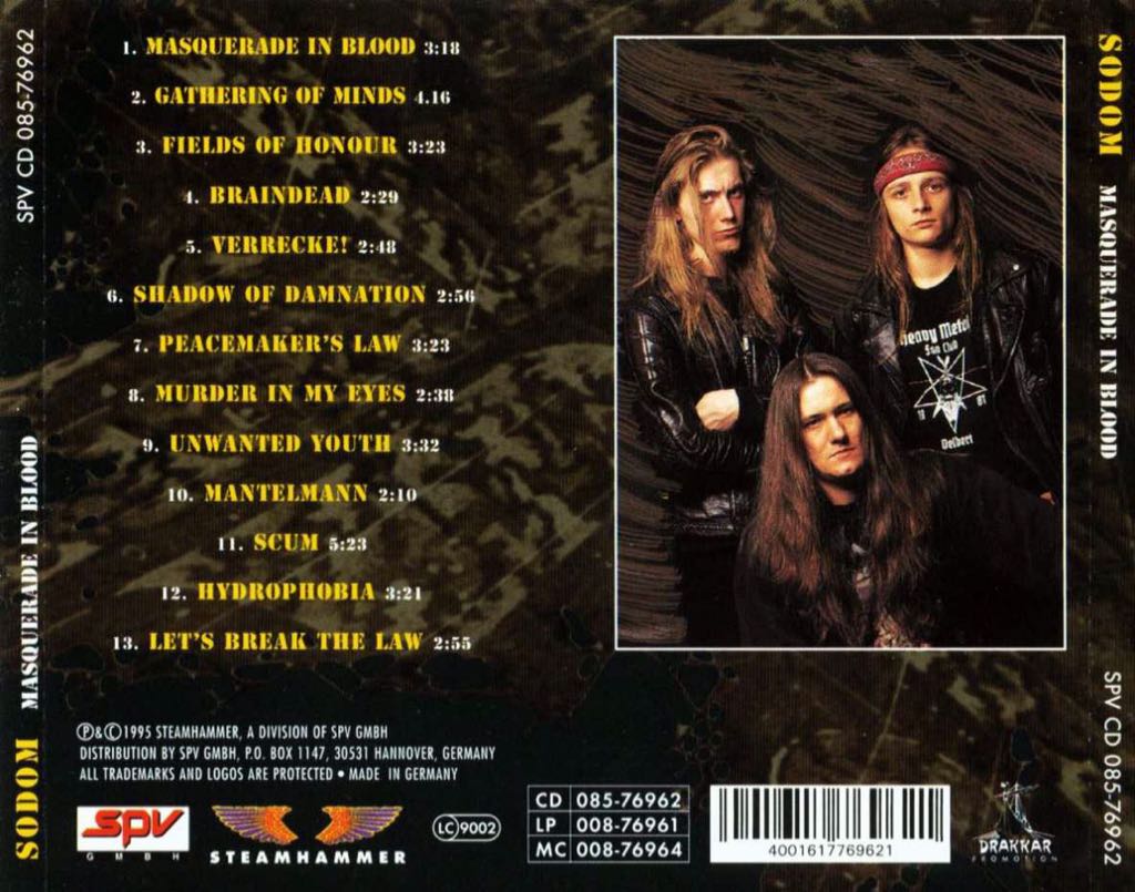 Masquerade In Blood - Sodom (CD) music collectible - Main Image 2