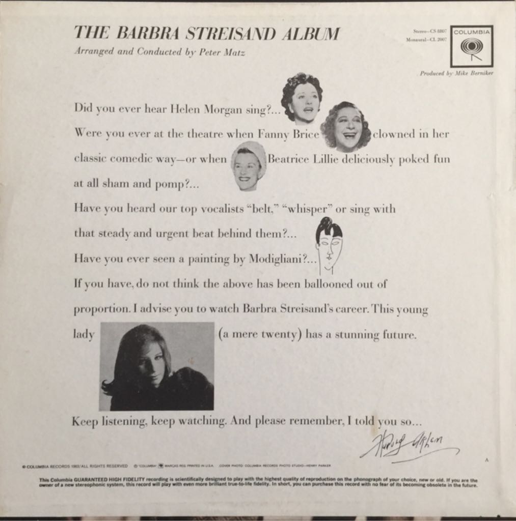The Barbra Streisand Album - Barbra Streisand (12” - 32) music collectible - Main Image 2