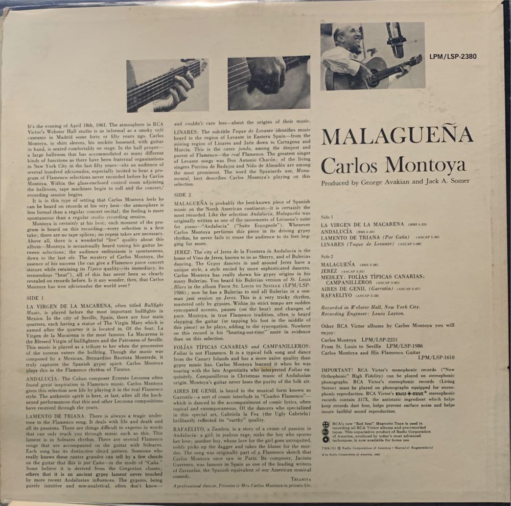 Malaguena - Montoya Carlos (12”) music collectible - Main Image 2