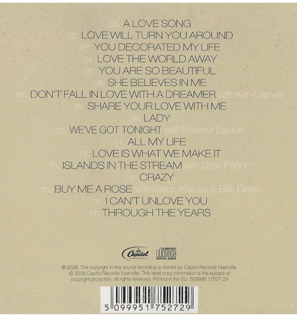 Love Song Collection, A - Kenny Rogers (CD) music collectible [Barcode 5099951752729] - Main Image 2