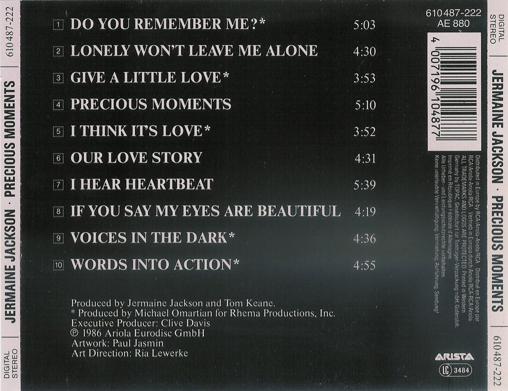Precious Moments - Jermaine Jackson (CD) music collectible [Barcode 4007196104877] - Main Image 2