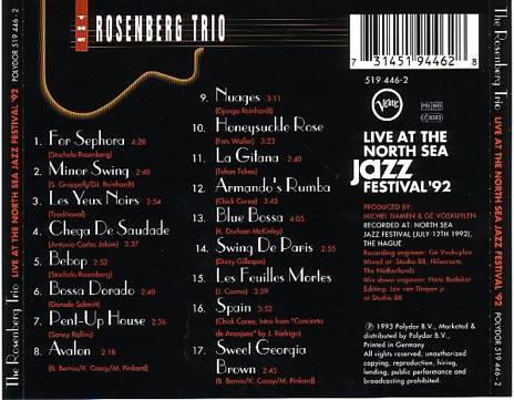 Live At The North Sea Jazz Festival - Rosenberg Trio, The (CD) music collectible - Main Image 2