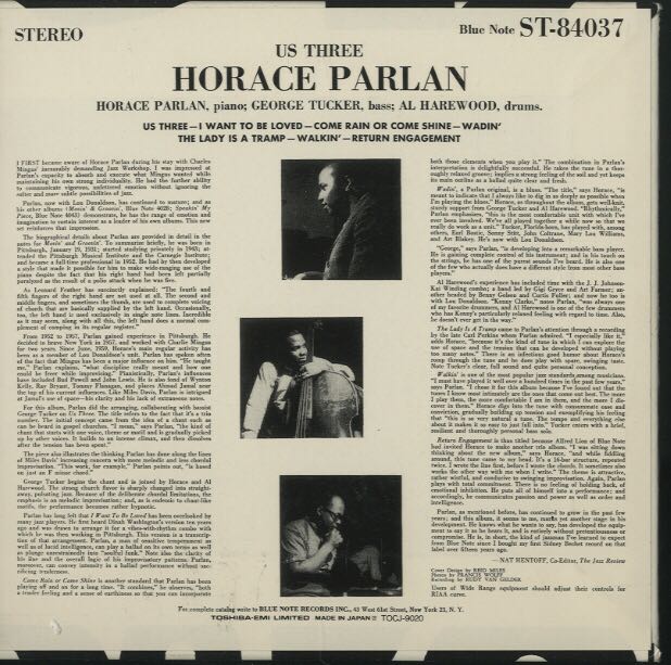 Us Three - Horace Parlan (CD - 40) music collectible [Barcode 724385658129] - Main Image 2