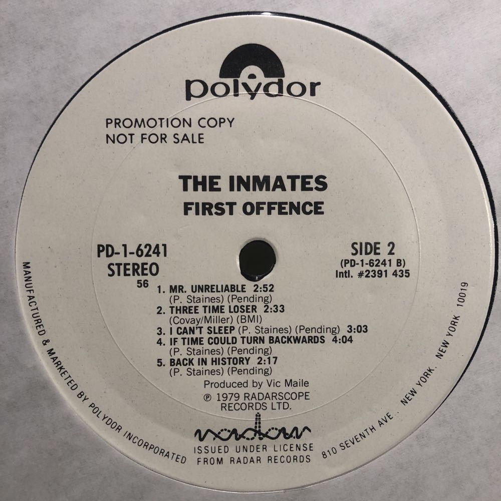 First Offence - Inmates, The (12”) music collectible - Main Image 4