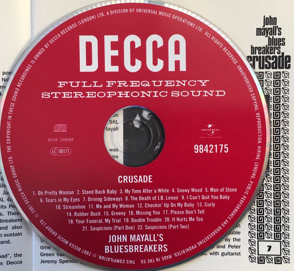 Crusade - John Mayall’s Bluesbreakers (CD - 79) music collectible [Barcode 602498421758] - Main Image 4