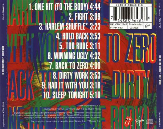 Dirty Work - Rolling Stones, The (CD - 4003) music collectible [Barcode 724383964826] - Main Image 2
