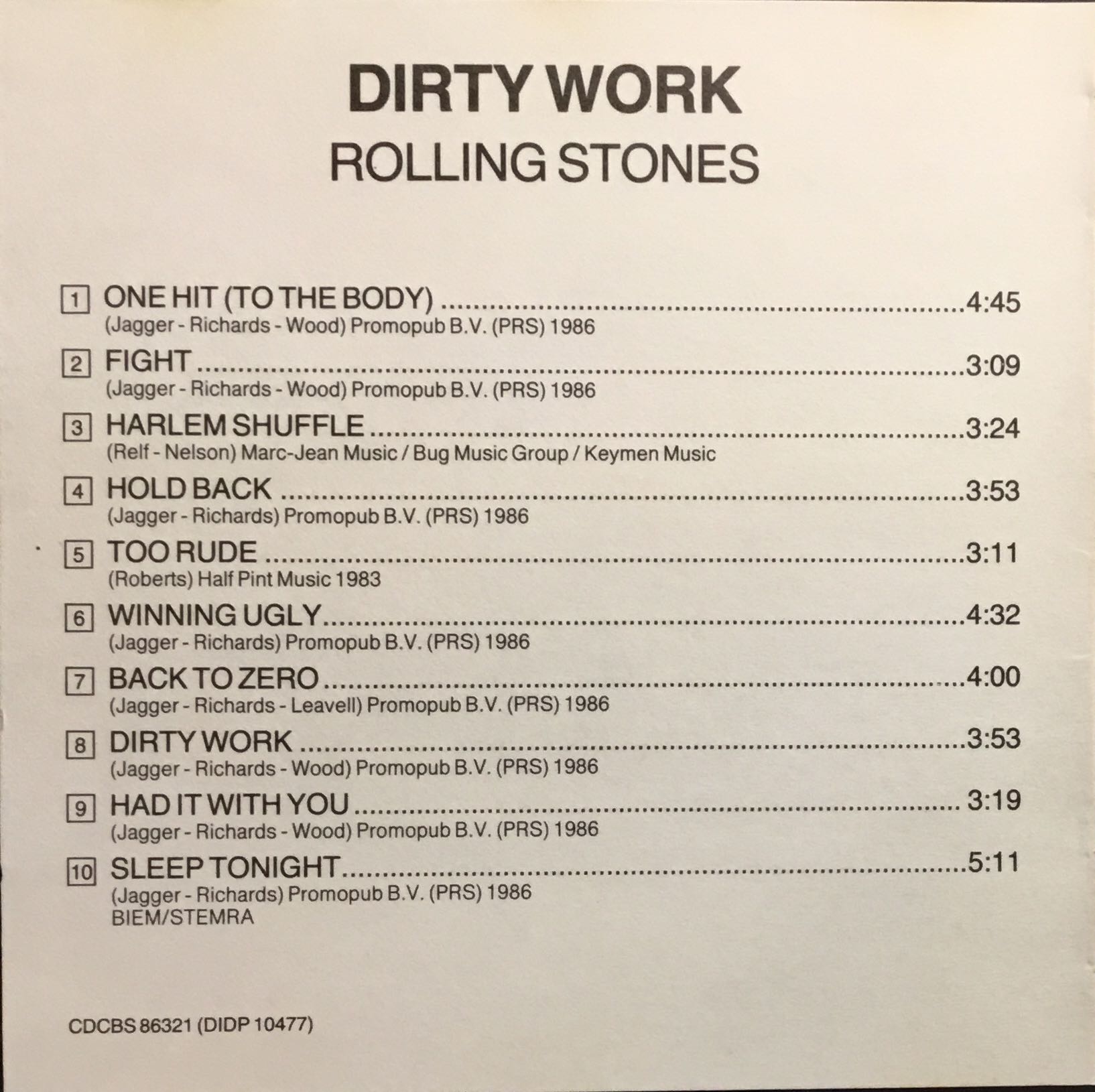 Dirty Work - Rolling Stones, The (CD - 40) music collectible - Main Image 3