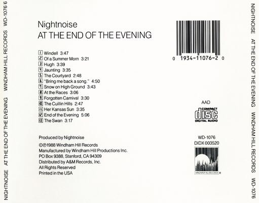 At The End Of The Evening - Nightnoise (CD) music collectible [Barcode 019341107620] - Main Image 2