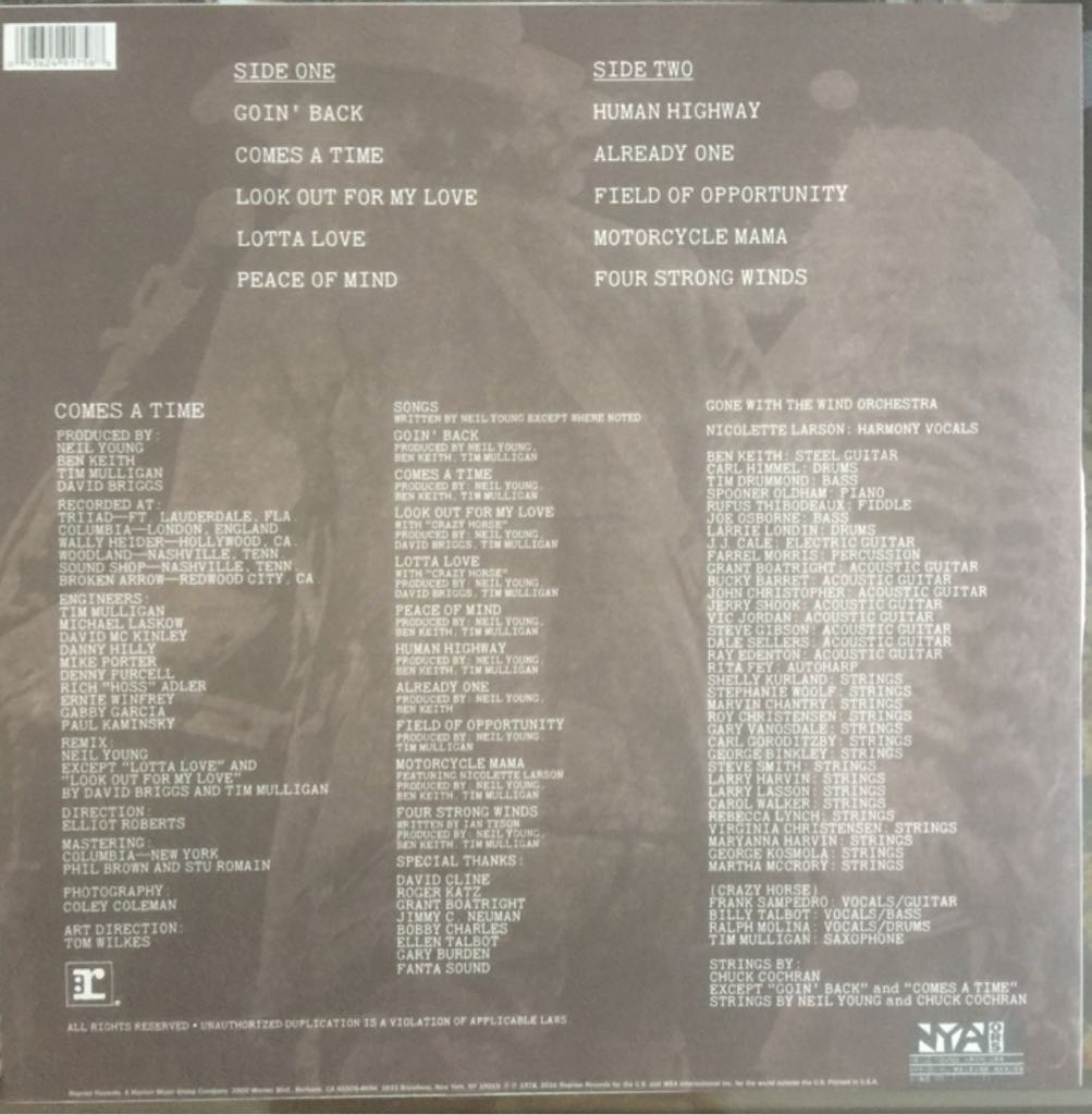 Comes A Time (NYA) - Neil Young (12” - 36) music collectible [Barcode 093624917588] - Main Image 2