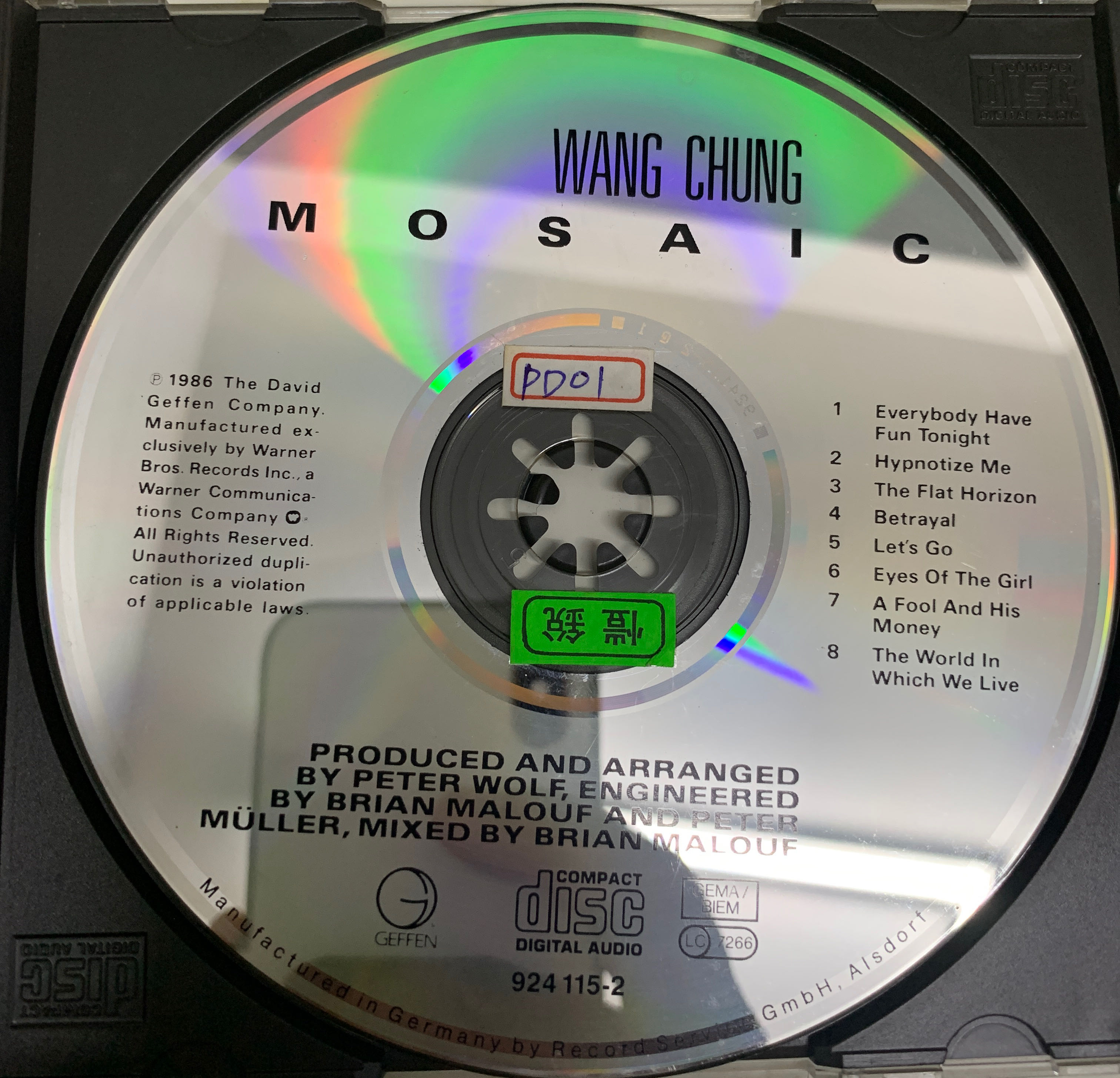 Mosaic - Wang Chung (CD) music collectible [Barcode 075992411523] - Main Image 3