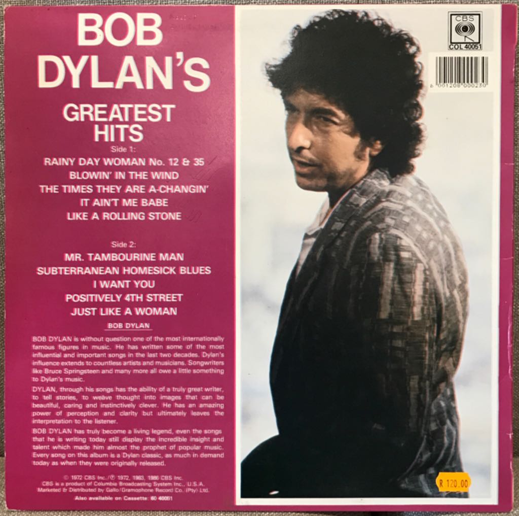 Greatest Hits - Bob Dylan (12”) music collectible [Barcode 6001208000230] - Main Image 2