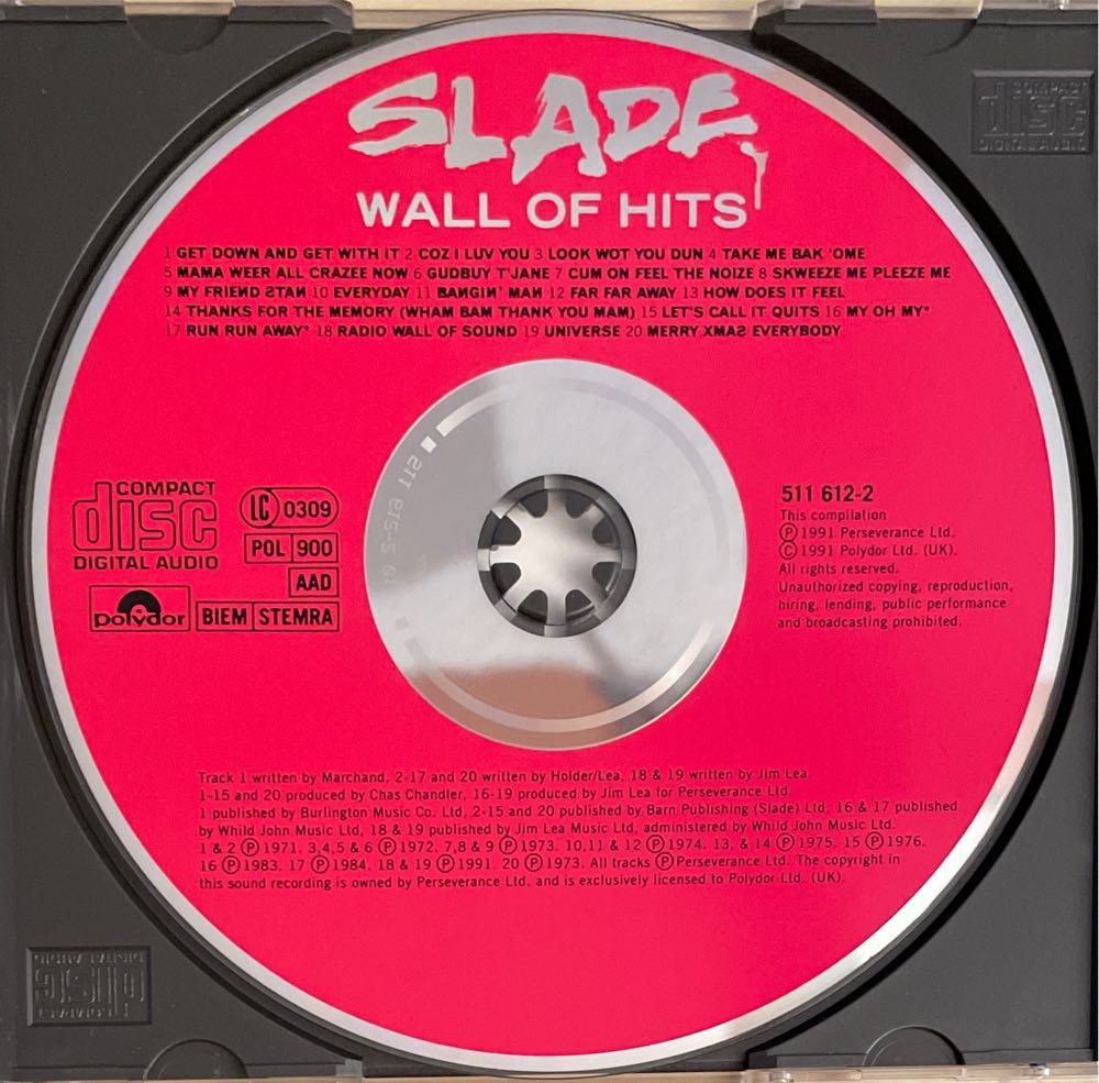 Wall Of Hits (Best Of) - Slade (CD - 77) music collectible [Barcode 731451161223] - Main Image 3