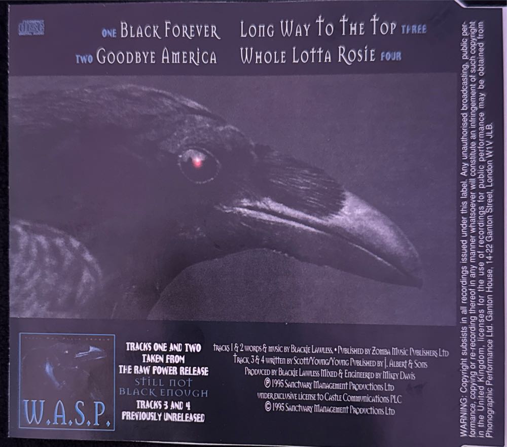 Black Forever / Goodbye America - W.A.S.P. (CD) music collectible [Barcode 5026389410600] - Main Image 2
