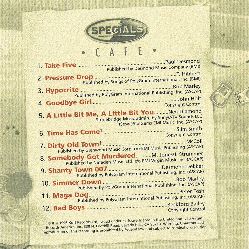 Today’s Specials - The Specials (CD-R) music collectible - Main Image 2