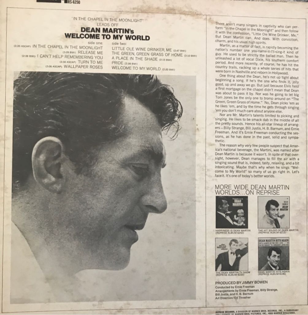 Welcome To My World - Martin, Dean (12”) music collectible - Main Image 2