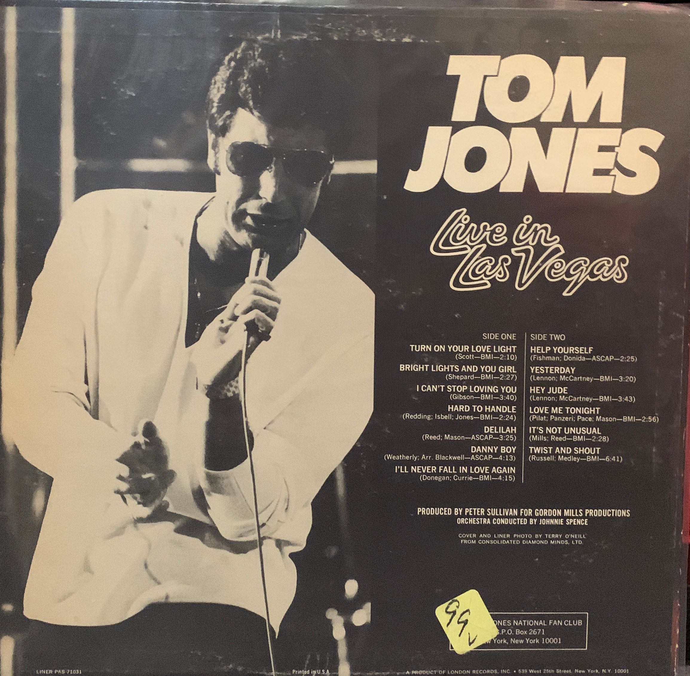 Live In Las Vegas - Tom Jones (12”) music collectible - Main Image 2