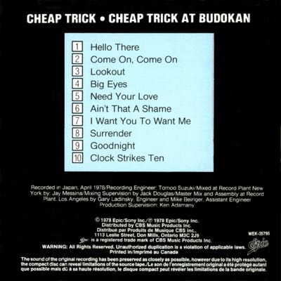 At Budokan - Cheap Trick (CD - 42) music collectible [Barcode 074643579520] - Main Image 2
