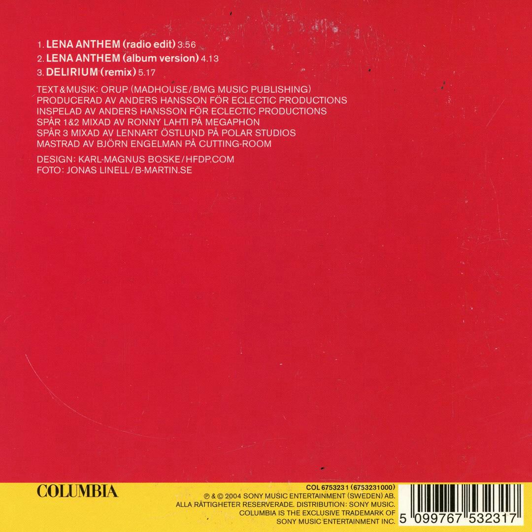 Lena Anthem - Lena Philipsson (CD) music collectible [Barcode 5099767532317] - Main Image 2