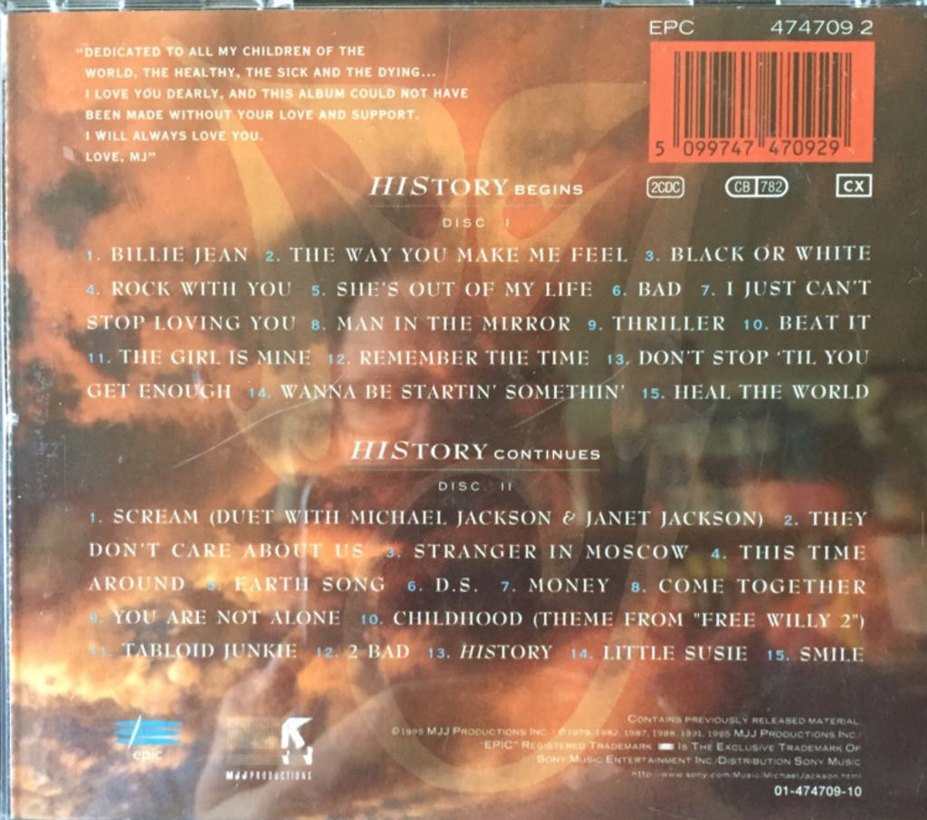 HIStory (Pas, Present And Future) - Michael Jackson (CD) music collectible - Main Image 2