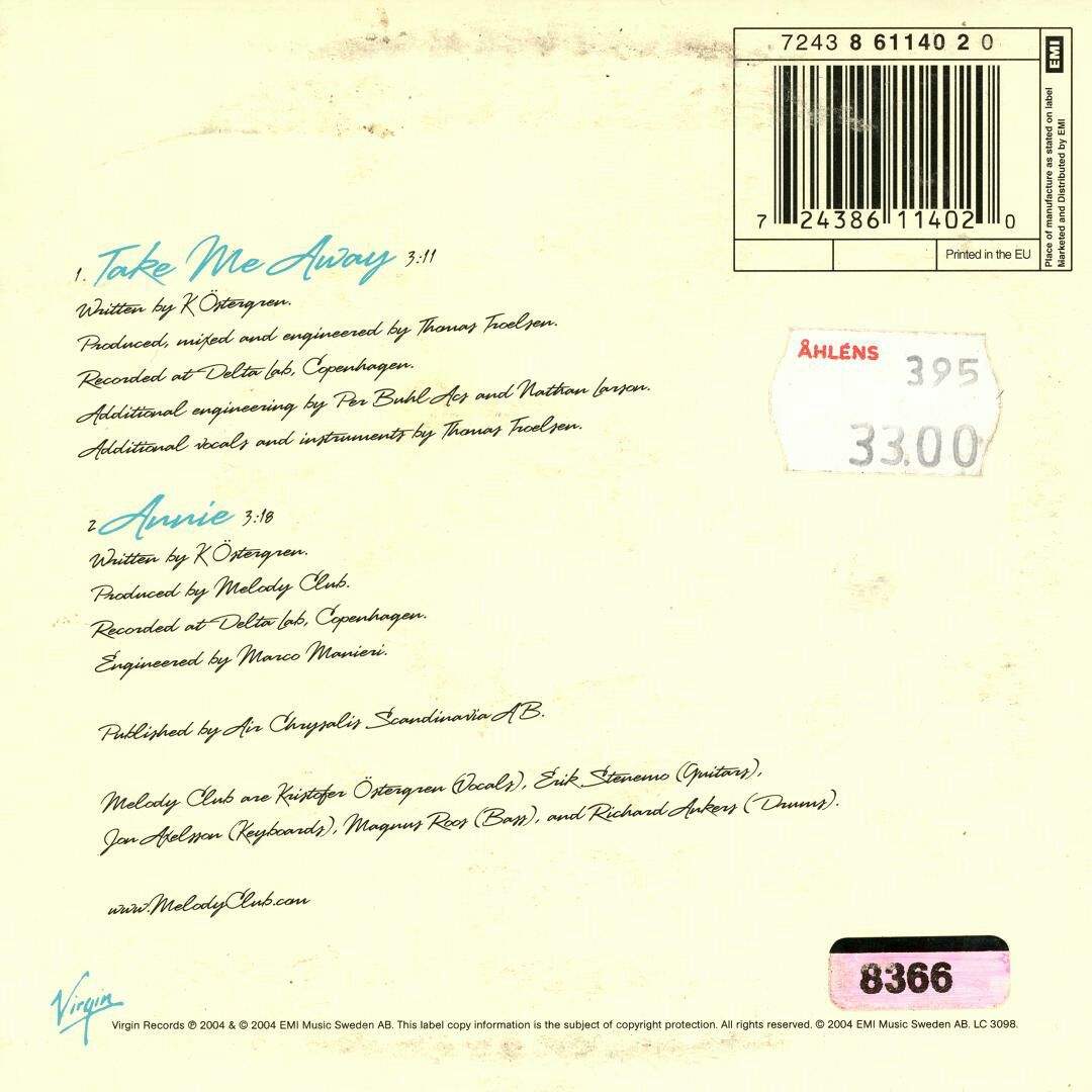 Take Me Away - Melody Club (CD) music collectible [Barcode 724386114020] - Main Image 2
