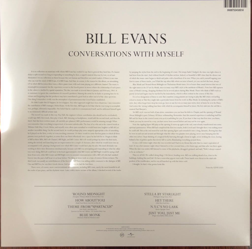 Conversations With Myself - Bill Evans (12”) music collectible [Barcode 600753458914] - Main Image 2