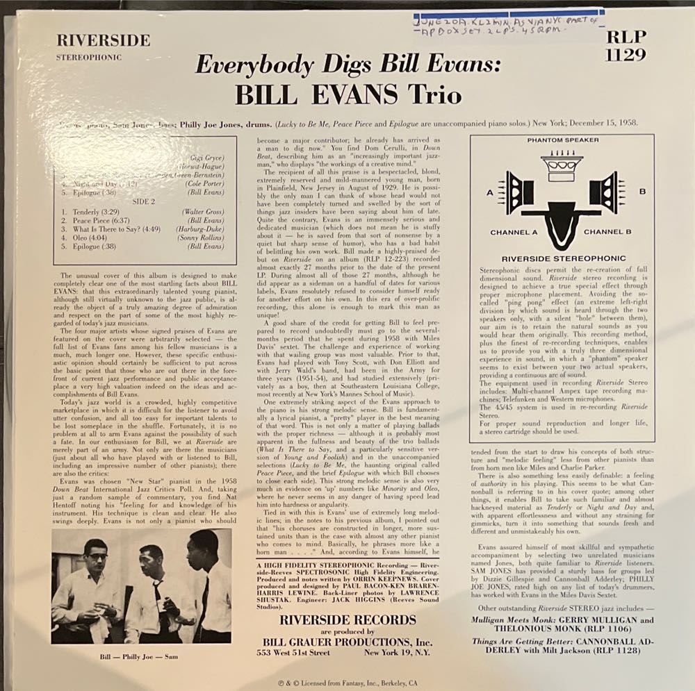 Everybody Digs Bill Evans - Evans, Bill (CD) music collectible [Barcode 888072301825] - Main Image 2