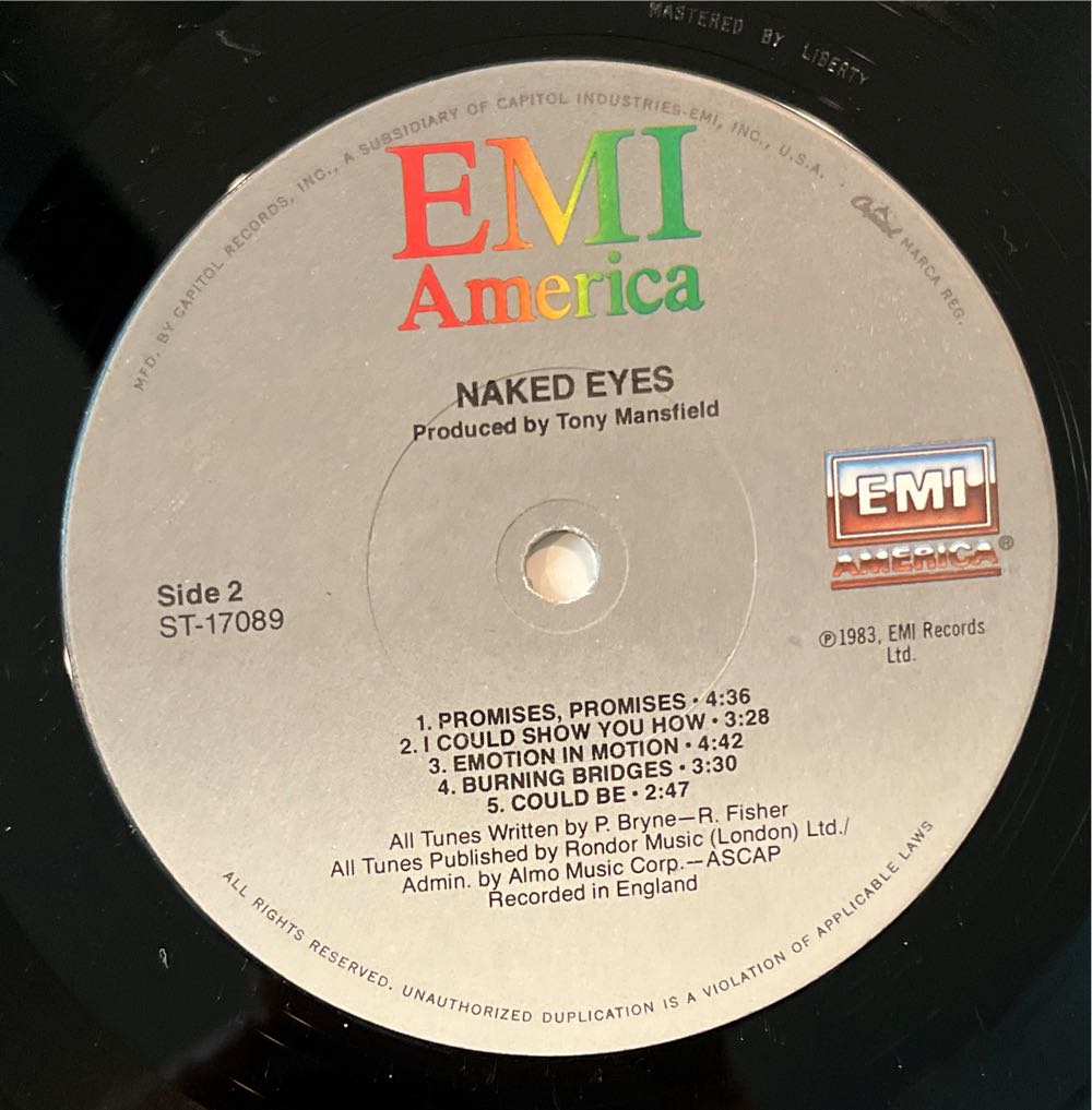 Naked Eyes - Naked Eyes (12”) music collectible [Barcode 077771708916] - Main Image 4