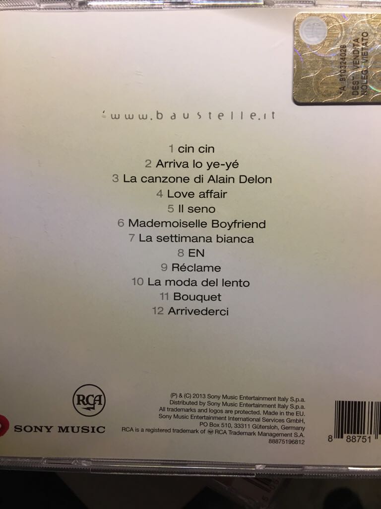 La Moda Del Lento - Baustelle music collectible [Barcode 888751968127] - Main Image 2