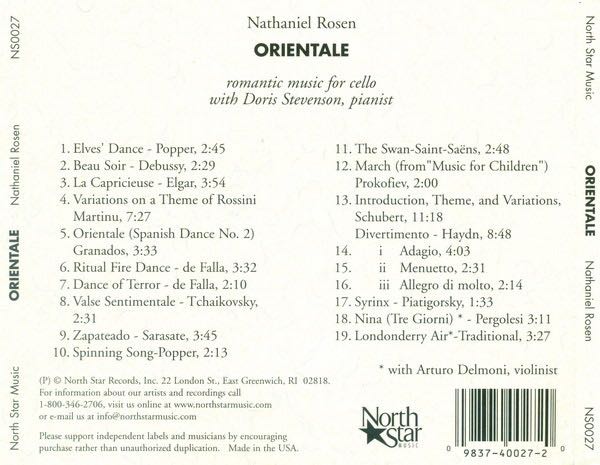 Orientale - Nathaniel Rosen, Doris Stevenson (CD) music collectible [Barcode 098374002720] - Main Image 2