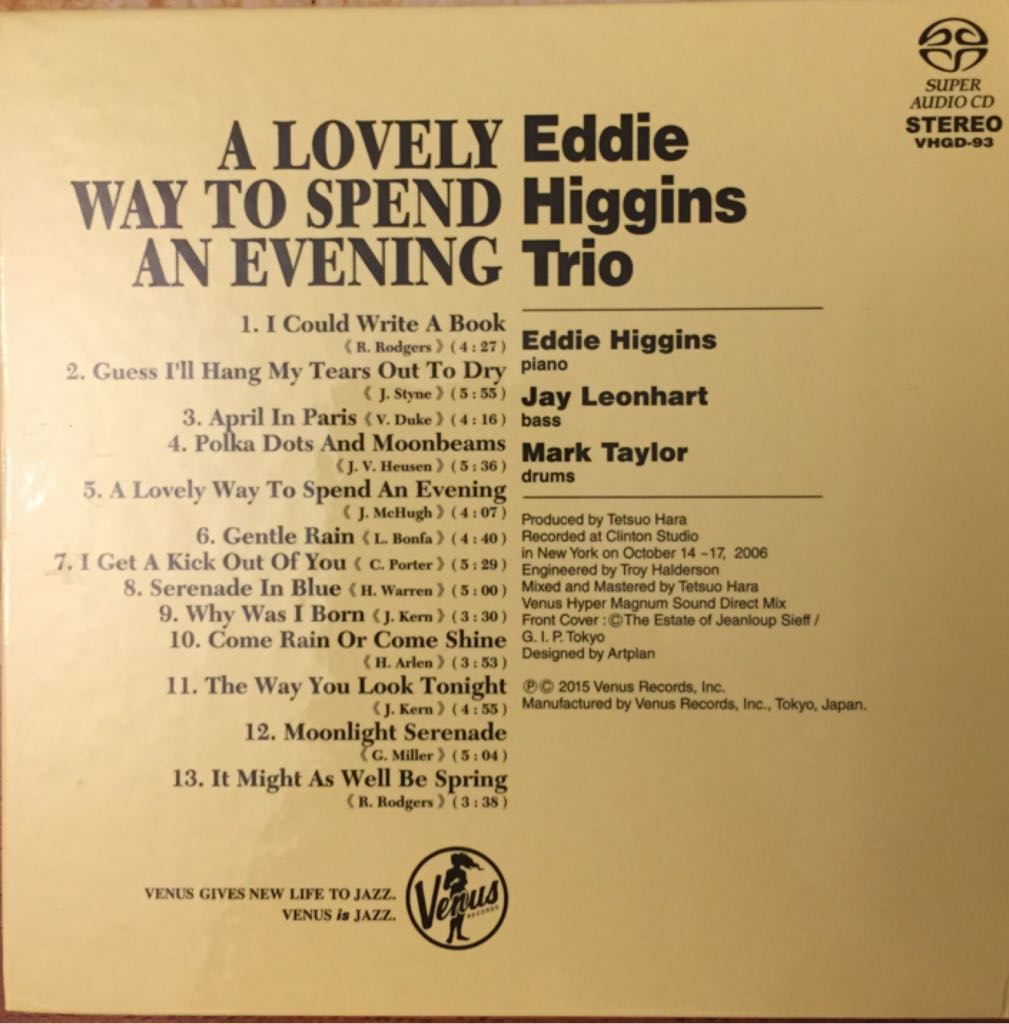 Lovely Way to Spend Evening - Eddie Higgins Trio (SACD) music collectible [Barcode 4988008921533] - Main Image 2