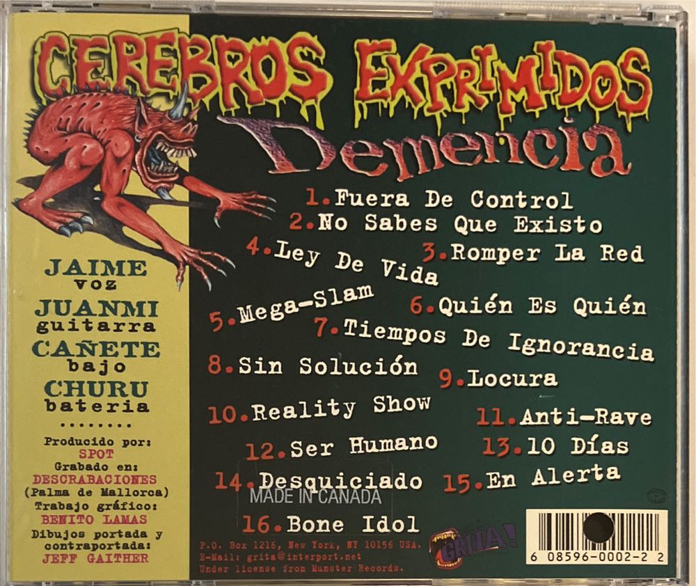 Demencia - Cerebros Exprimidos (CD - 31) music collectible - Main Image 2