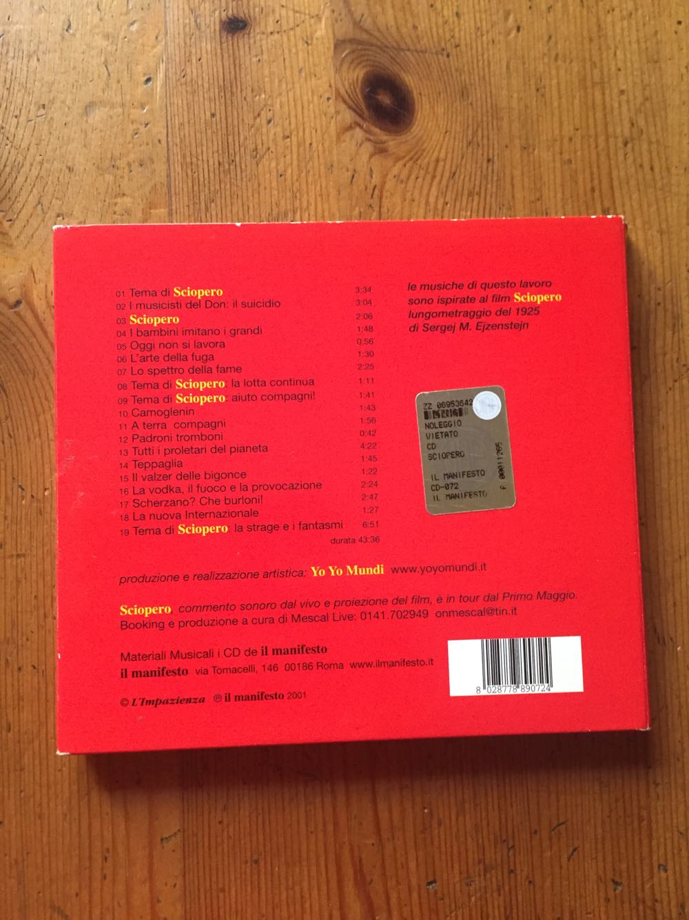 Sciopero - Yo Yo Mundi (CD) music collectible [Barcode 8028778890724] - Main Image 4